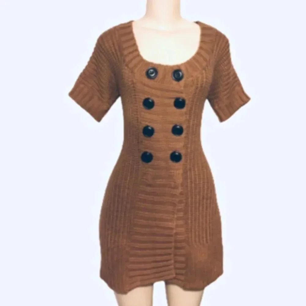 Soft Surroundings Cottagecore Gold Cap Sleeve Front Button Knit Sweater‎